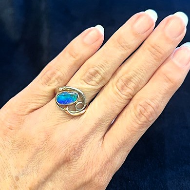 Boulder opal two-tone ring/EJ135 - Image 4