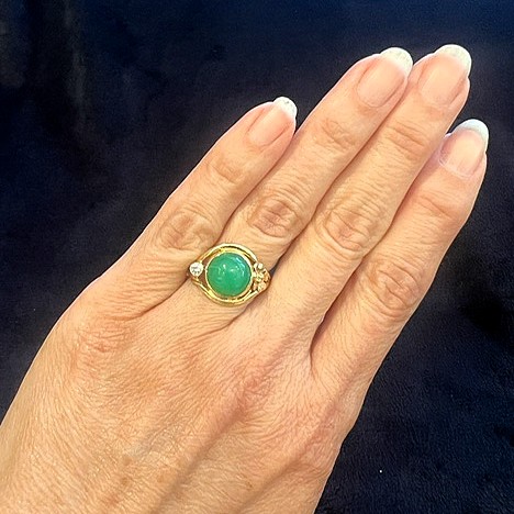 Chrysoprase and diamond ring/EJ148 - Image 4