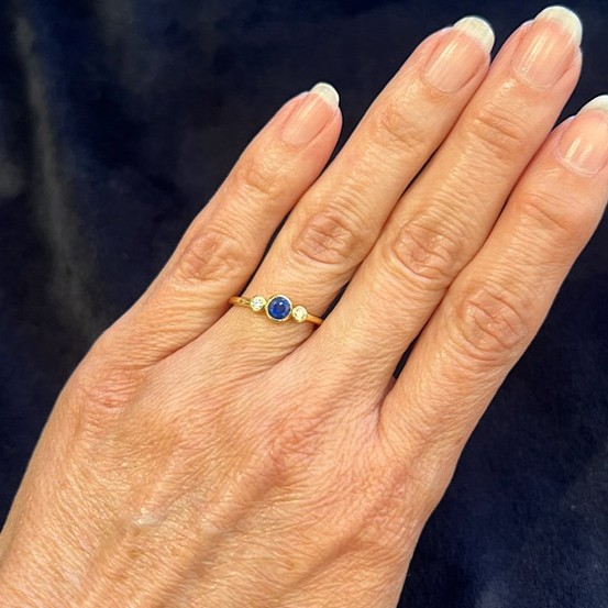 Blue sapphire and diamond bezel set ring/SP103 - Image 2
