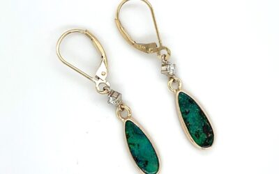 Boulder opal and diamond earrings/2821225