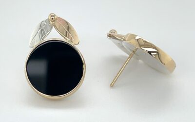 Black onyx stud earrings/EJ176
