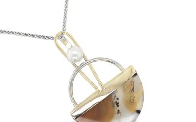 Montana agate and freshwater pearl pendant/2831225