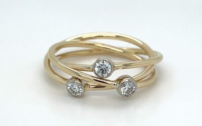 Triple band gold and diamond ring/281426
