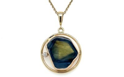 Sapphire slice and diamond pendant/286326
