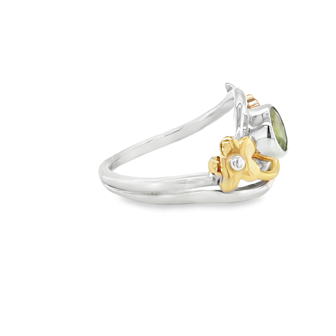 Two-tone peridot ring/EJ190 - Image 2