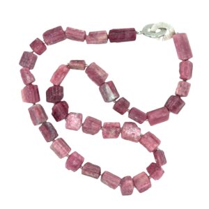 Pink tourmaline natural crystal necklace/282726