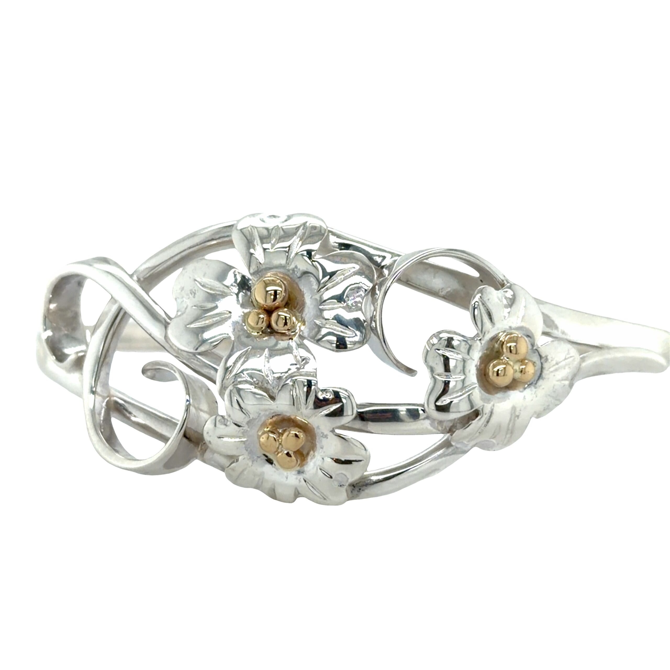 2-tone flower cuff bracelet/EJ182