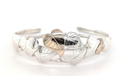 2-tone leaf cuff bracelet/EJ184