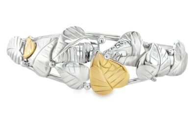 2-tone leaf cuff bracelet/EJ184