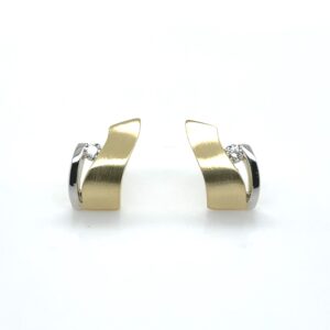 Two-tone gold and diamond post earrings/02-08654