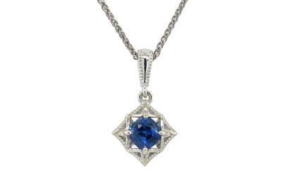 Blue sapphire vintage style necklace/28101026