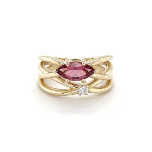 Pink tourmaline and lab grown diamond ring/28171026