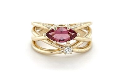 Pink tourmaline and lab grown diamond ring/28171026
