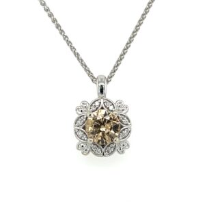 Cognac zircon and diamond pendant/28191026