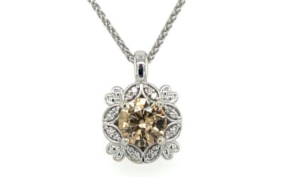 Cognac zircon and diamond pendant/28191026