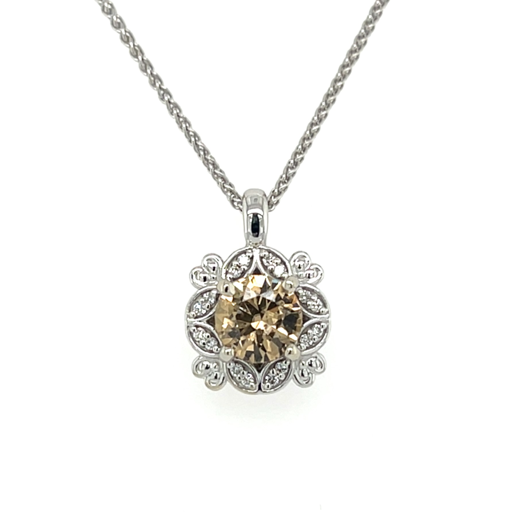 Cognac zircon and diamond pendant/28191026