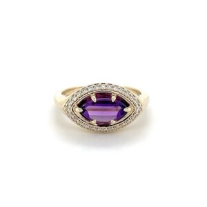 Amethyst marquise and lab grown diamond ring/28201026