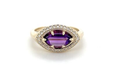 Amethyst marquise and lab grown diamond ring/28201026
