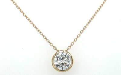 Bezel set lab grown diamond slide necklace/2841026