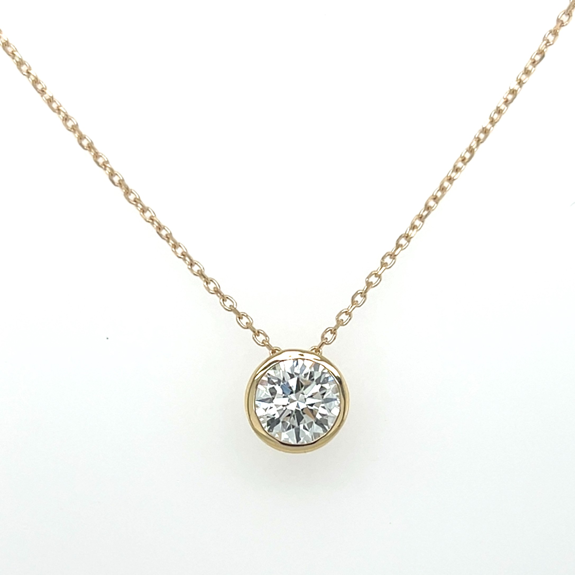 Bezel set lab grown diamond slide necklace/2841026
