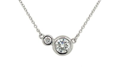 Bezel set lab grown 2-diamond necklace/2881026