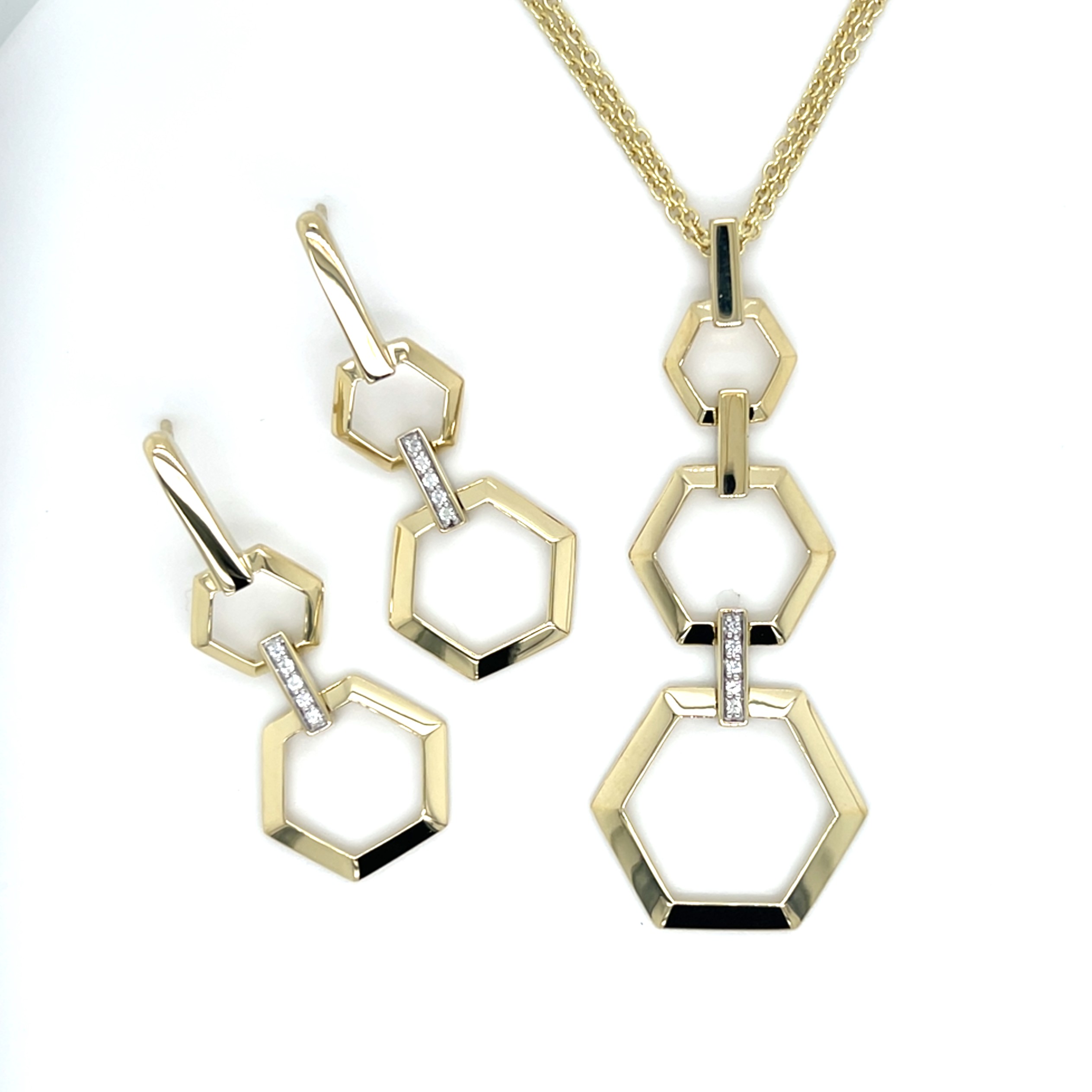 Double hexagon earrings/11-03161 - Image 3