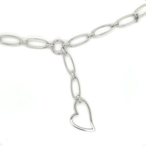 Silver link y-necklace with heart pendant/64-01136