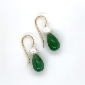 Aventurine and pearl drop earrings
