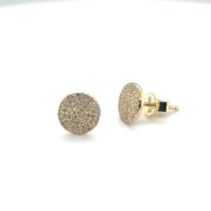 Pave diamond disc earrings/E1527Y