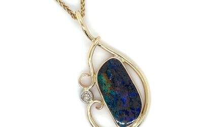 Boulder opal and diamond pendant/EJ193