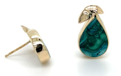 Malachite/chrysocolla post earrings/EJ194