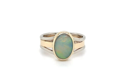 Two-tone gold and opal ring/EJ201