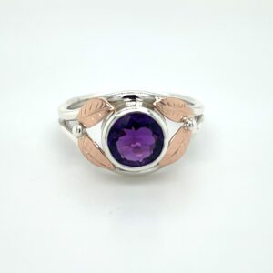 Two-tone silver and rose gold amethyst ring/EJ202