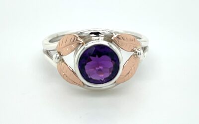 Two-tone silver and rose gold amethyst ring/EJ202