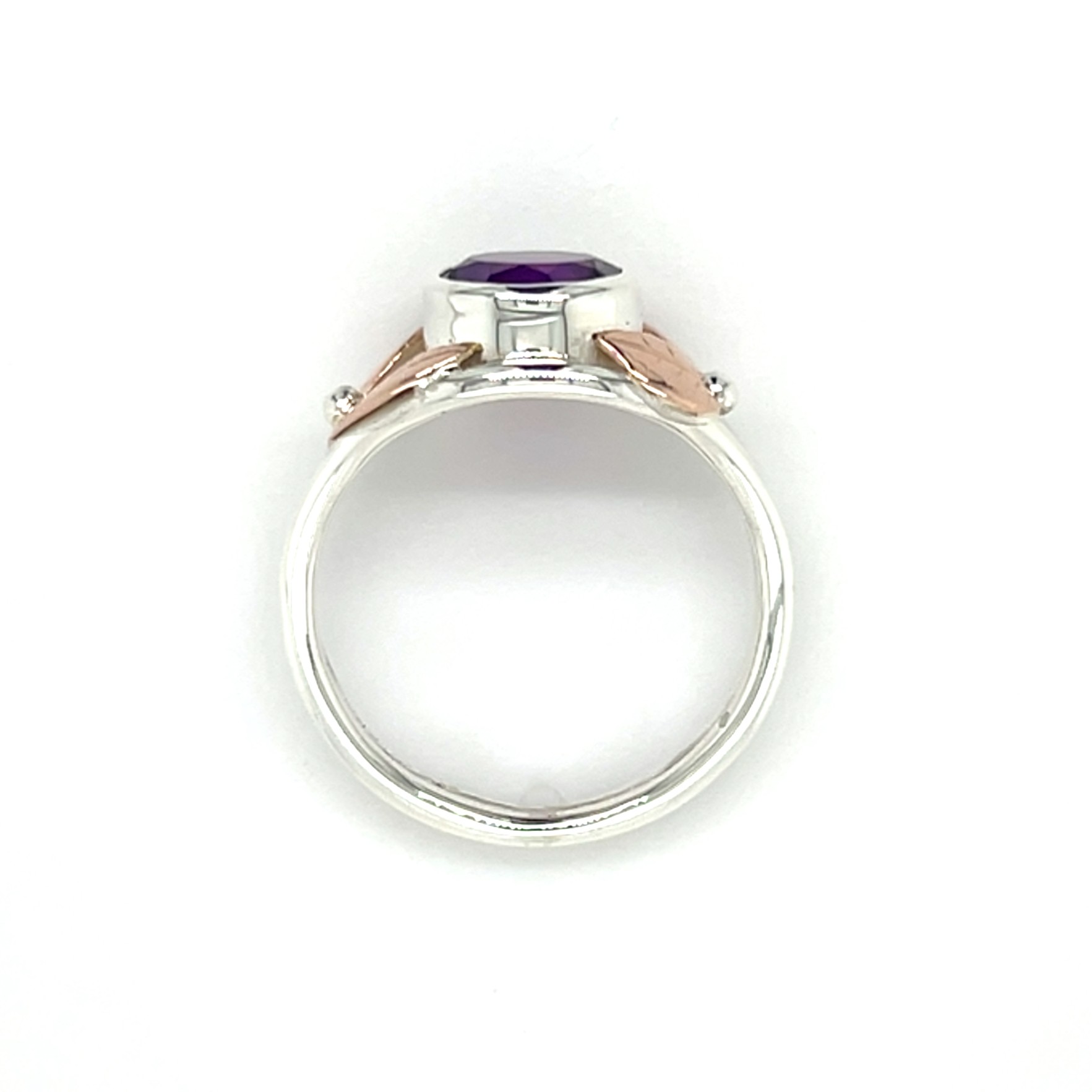 Two-tone silver and rose gold amethyst ring/EJ202 - Image 3