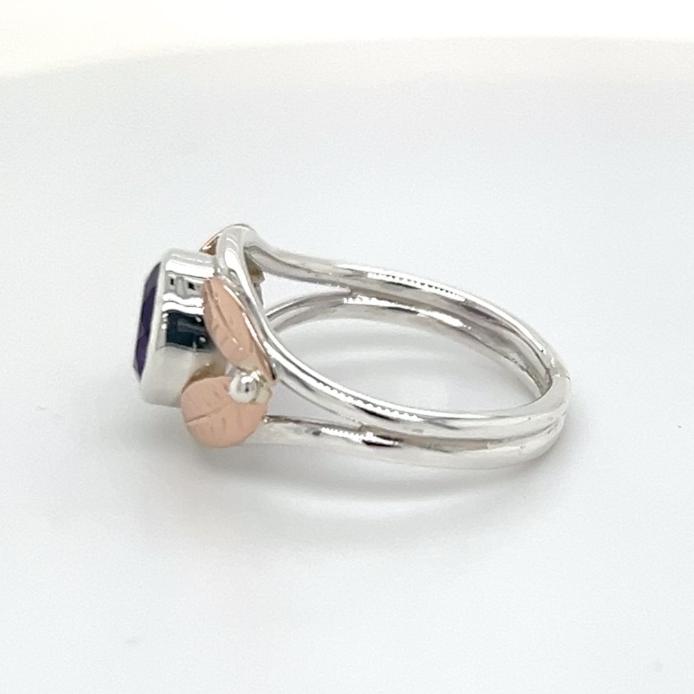 Two-tone silver and rose gold amethyst ring/EJ202 - Image 2