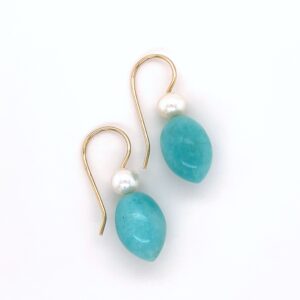 Amazonite and pearl drop earrings