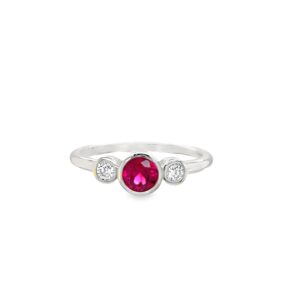 ruby and diamond bezel set ring/SP105