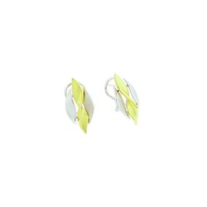 two-tone satin finish wavy post earrings/04-85700