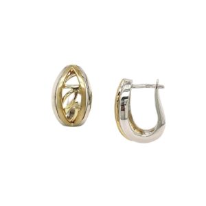 two-tone huggie hoops with cutout center/06-60832