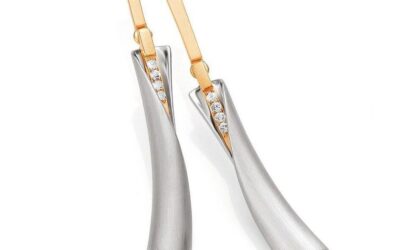 Scroll earrings with white sapphire accents/12-01978