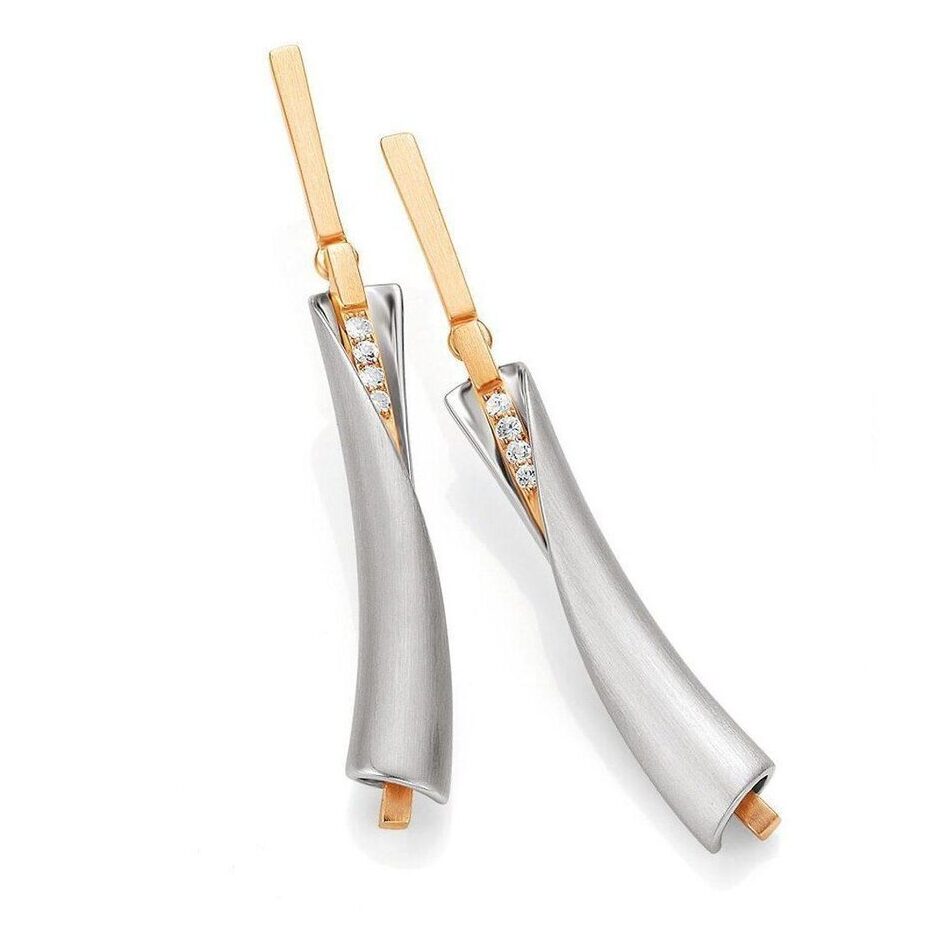 Scroll earrings with white sapphire accents/12-01978