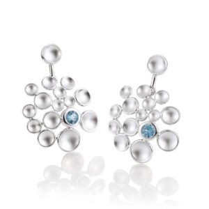 silver "bubble" earrings with bezel set gemstones/12-02016