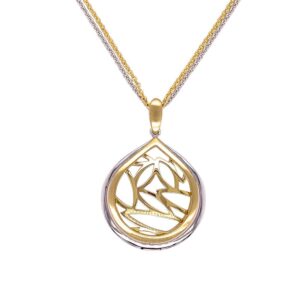 Two tone teardrop cutout pendant34-01760