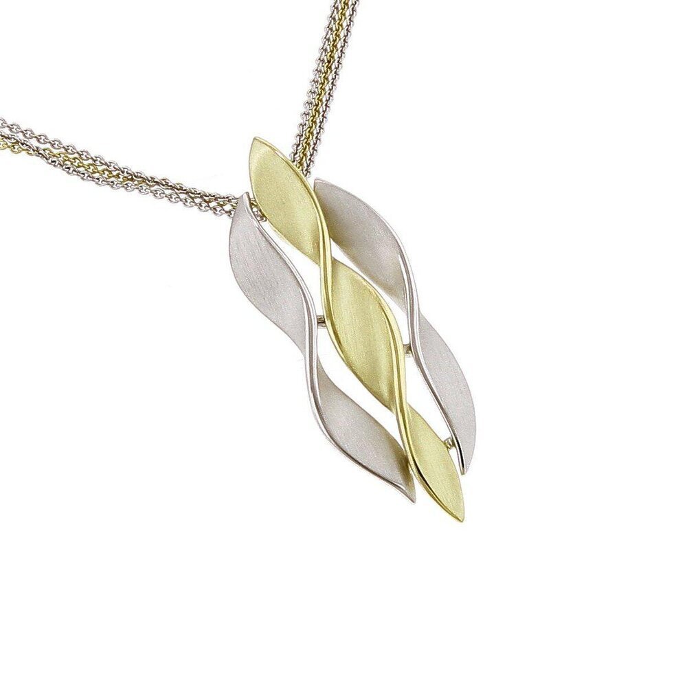 Two-tone wavy satin finish necklace/34-85700