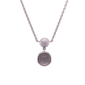 bezel set moonstone cabochon necklace/62-00589 [moonstone]