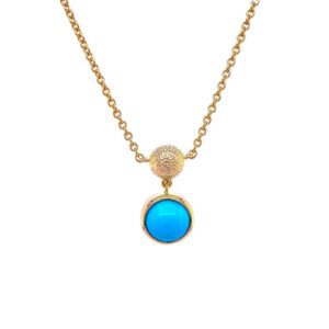 bezel set turquoise cabochon necklace/62-00589 [turquoise]