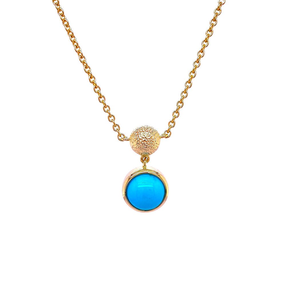bezel set turquoise cabochon necklace/62-00589 [turquoise]