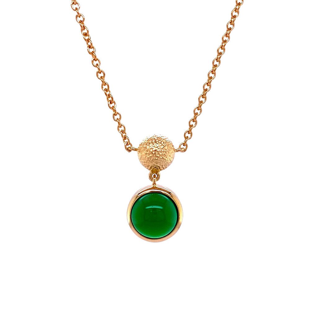 bezel set chrysoprase cabochon necklace/62-00589 [chrysoprase]