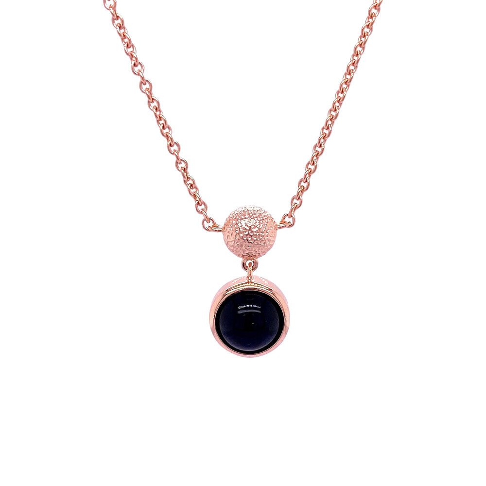 Bezel set onyx cabochon necklace/62-00589